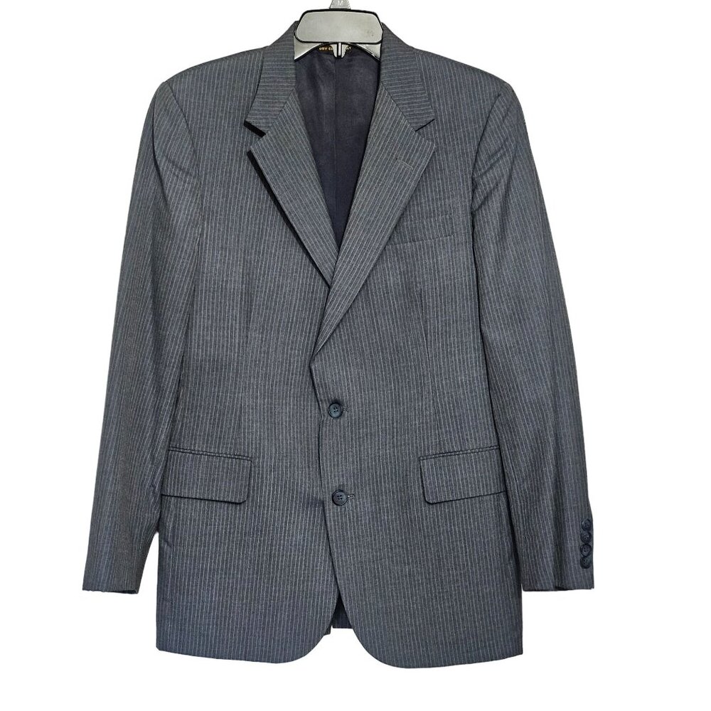 Mens Imperial By Haggar Gray Pinstripe Suit Jacket 2-Button Wool Blend